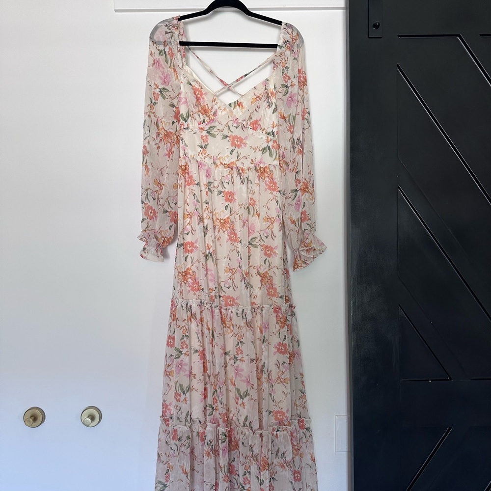 Promesa Pink and Cream Floral Maxi Dress - worn once